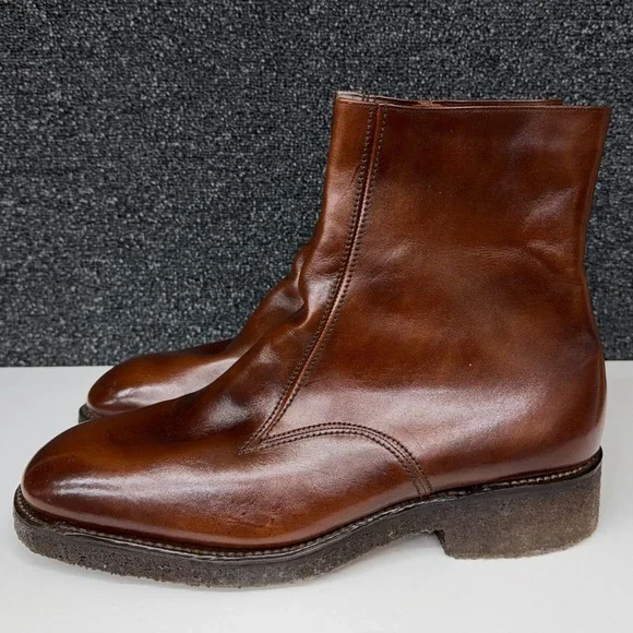 Florsheim Grenoble 80606 Mens Brown Leather Side Zip Crepe Boots 13 D Vintage